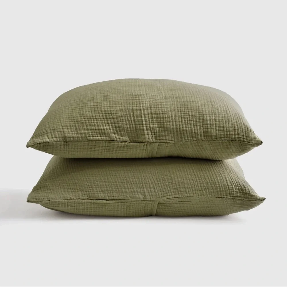 NWOT Quince Organic Airy Gauze King Sham Set of 2 in Olive